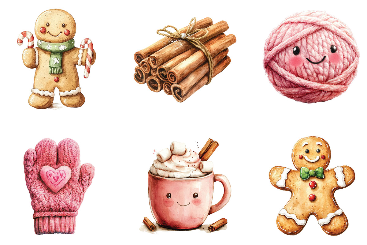 Hot Cocoa and Gingerbread Cliaprt, a Seasonal Illustration by Designking (Photo 5 of 5)
