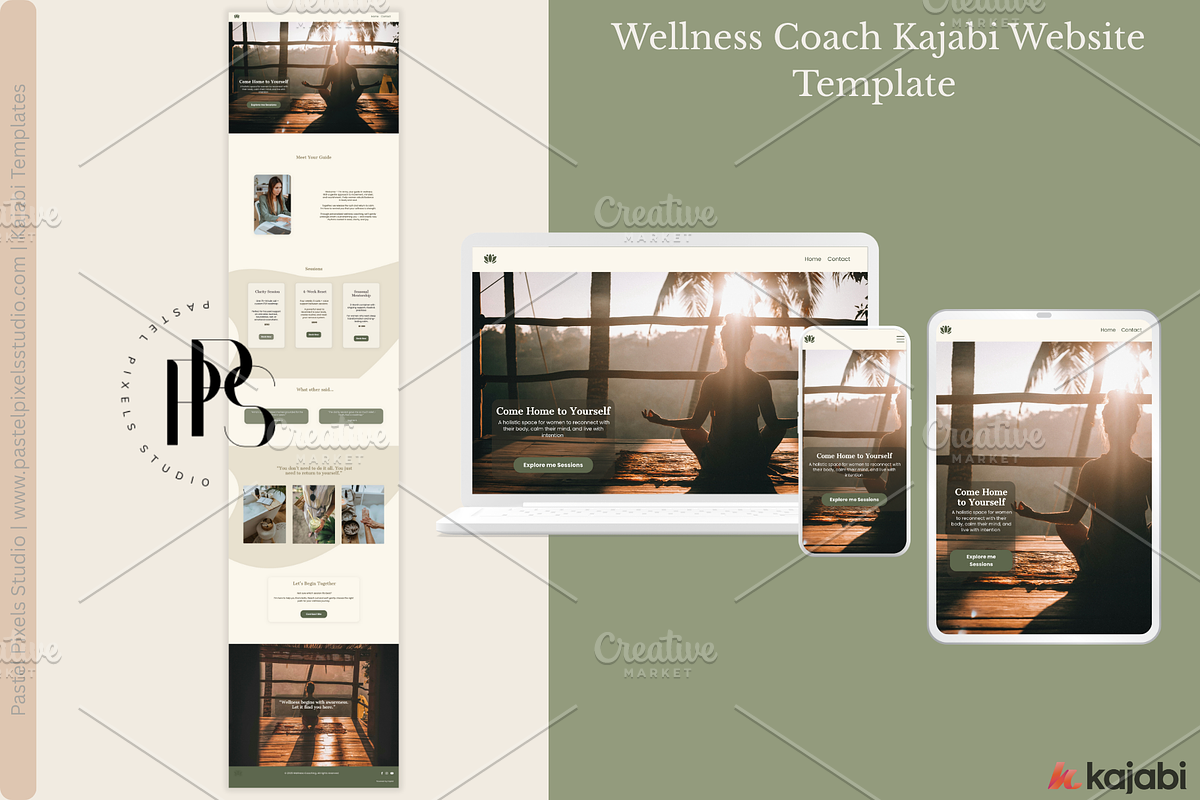 Wellness Coach Website Template, a Landing Page Template by Pastel Pixels Studio (Photo 1 of 5)