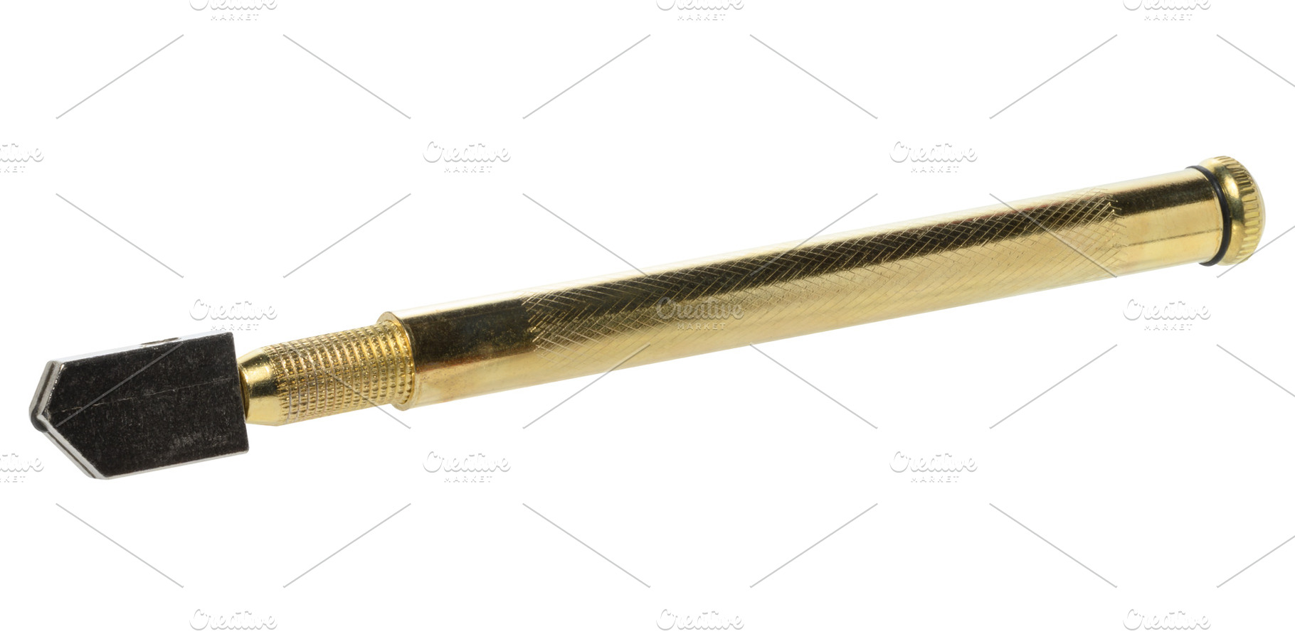 Hand glass cutter with gold metal body and black cutting element, a Technology Photo by ndanko