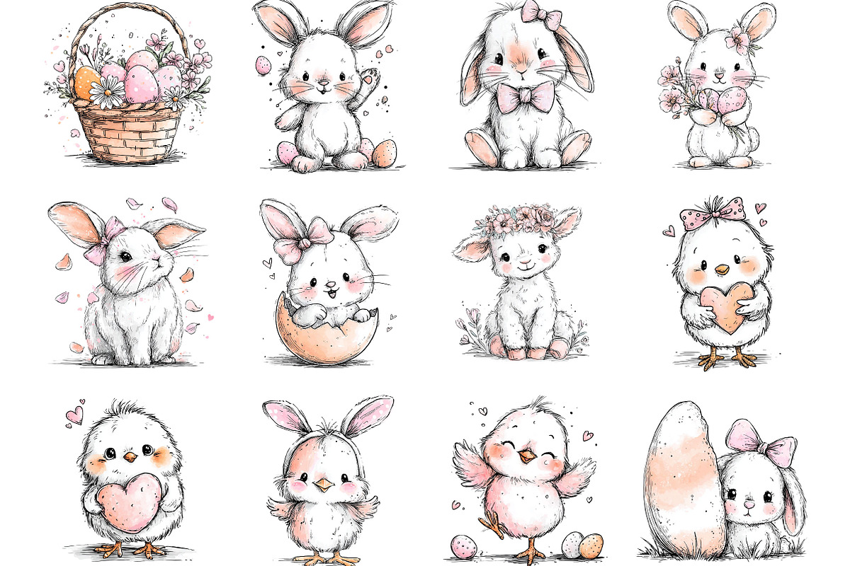 Easter Spring Hand-Drawn Bundle, an Illustration by Designking (Photo 2 of 5)
