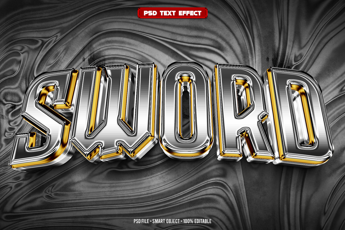 Sword 3D editable text effect, a Layer Style Add-On by Hello Muh (Photo 1 of 2)
