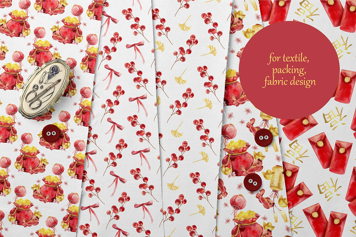 Chinese New Year seamless pattern co, a Decorative Illustration by Pegion art shop (Photo 2 of 4)