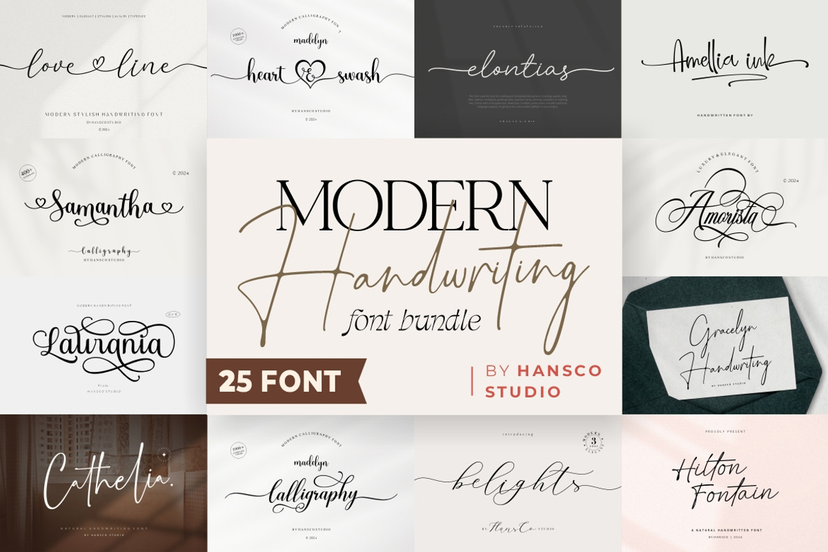 25 Modern Handwriting Font Bundle, a Handwritten Font by Burhan Afif (Photo 1 of 8)