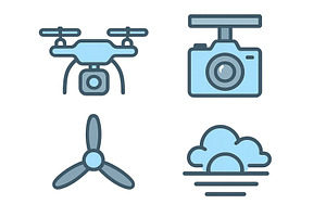 Various drone components and a, a Technology Illustration by ZinetroN