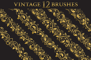 12 Vintage Floral Brushes