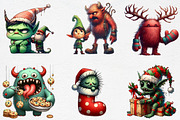 Christmas Funny Monster Clipart, an Illustration by CrexoraLab (Thumbnail 2 of 5)