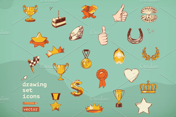 Awards and achievement vector icons preview 5