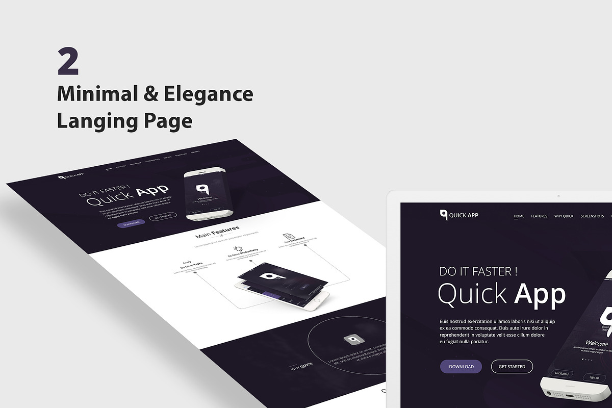 QuickApp - Landing Page PSD Template, an App Template by temRam (Photo 2 of 11)