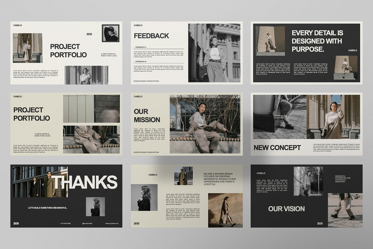 CABELO Modern Brand Google Slide, a Presentation Template by Portocraft (Photo 6 of 7)