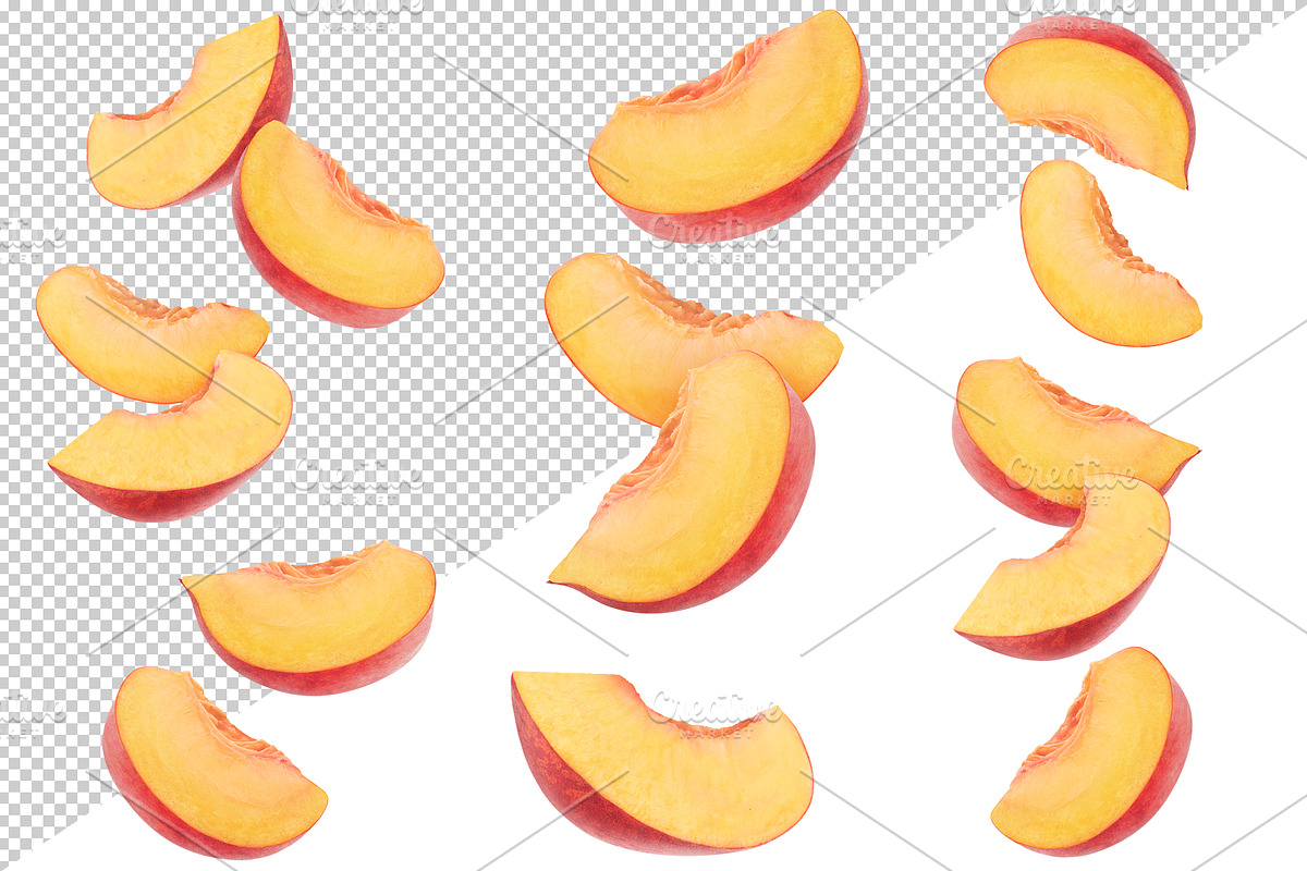 Flying cut peaches, an Object Graphic by Fruits+Veggies (Photo 2 of 3)
