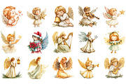 Christmas Angels Clipart, an Illustration by Designking (Thumbnail 2 of 5)