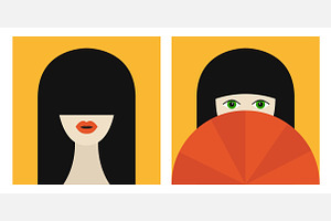 Portrait of brunette woman with bang, a Person Illustration by Worldofvector
