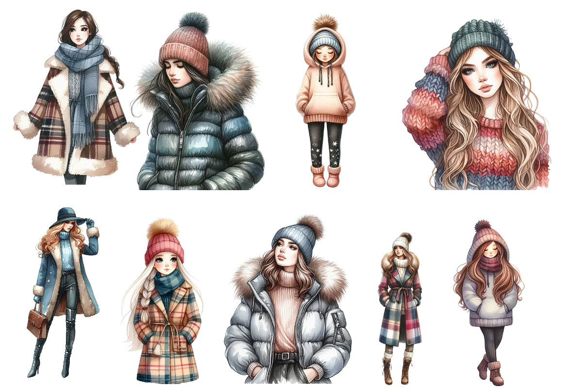 Watercolor Winter Fashion Clipart, an Illustration by Designworld (Photo 2 of 5)