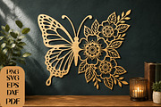 Floral Butterfly Laser Cut SVG, an Object Graphic by DreamCafeArt (Thumbnail 1 of 4)