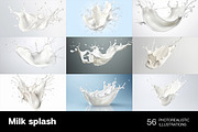 Milk Splash. 56 images, a Background Graphic by Handmadefont (Thumbnail 5 of 11)