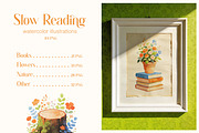 Slow Reading. Watercolor clipart, an Education Illustration by Polli Deeva (Thumbnail 2 of 12)