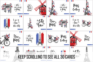 Paris Landmarks Sights Set & 30Cards