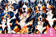 watercolor bernese mountain clipart, an Animal Illustration by TanuschArts (Thumbnail 1 of 4)