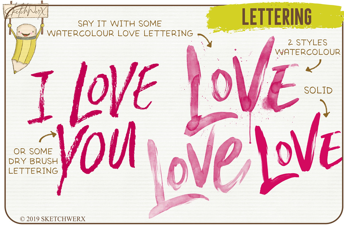Watercolour Valentines Stamp Set, a Brush Add-On by SketchWerx (Photo 10 of 13)