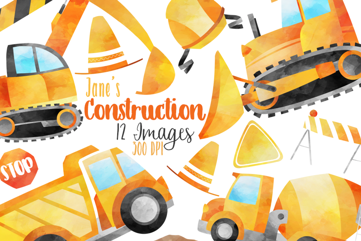Watercolor Construction Clipart, an Illustration by DigitalArtsi (Photo 1 of 4)