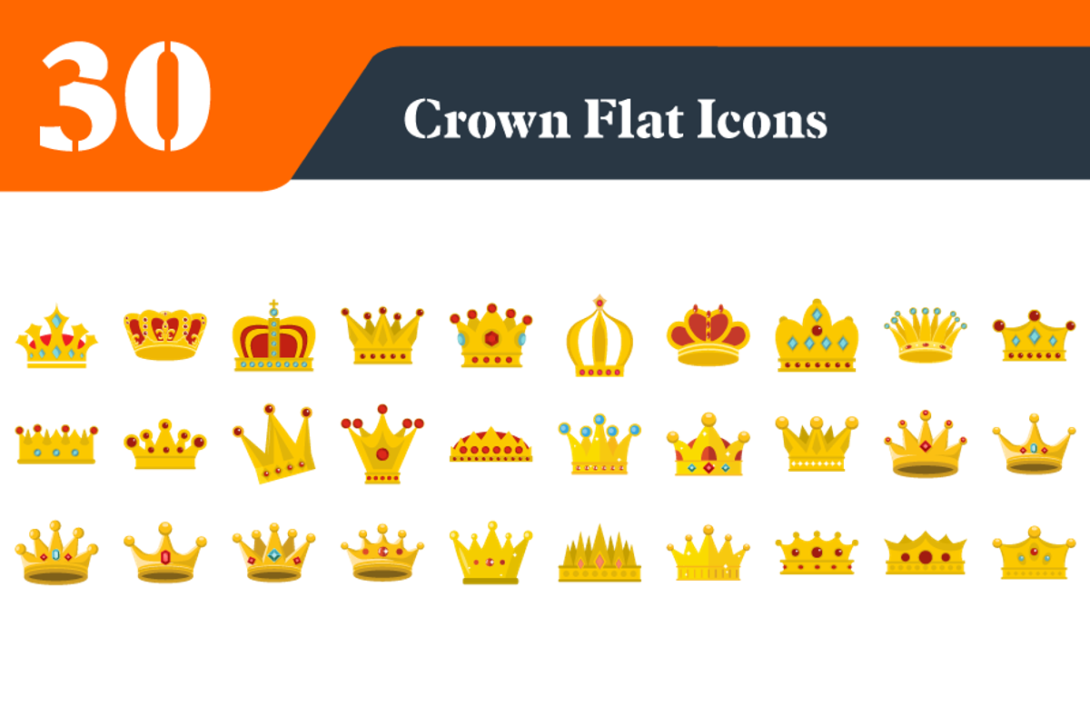 Crown Flat Icons Bundle,, a Solid Icon by EllaMaiyaali (Photo 2 of 2)