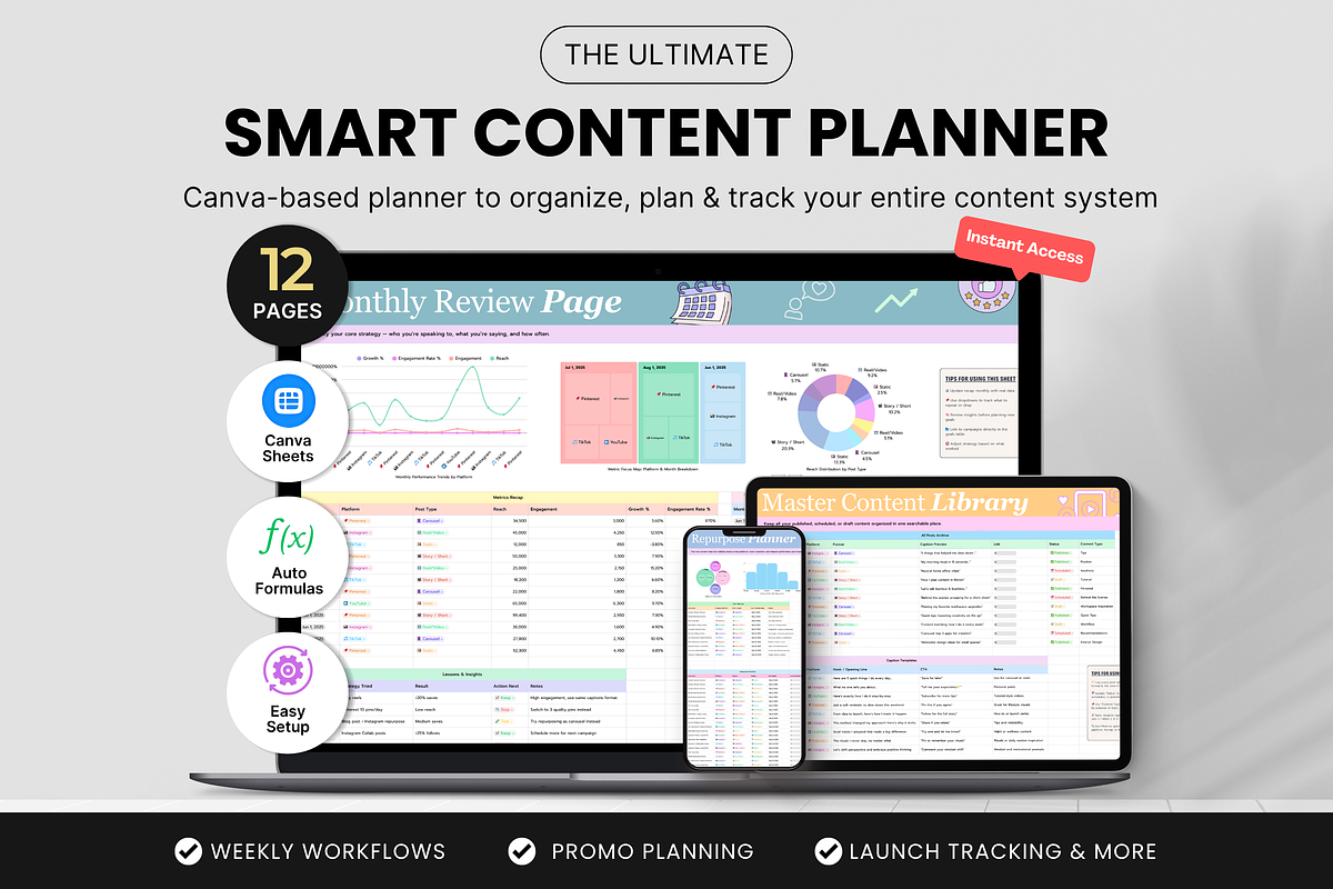 Smart Content Planner Canva Sheets, a Design Template by DigiPax (Photo 1 of 10)