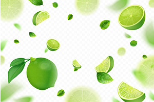 Realistic falling lime. 3d flying, a Food Illustration by Stock-Smart-Start