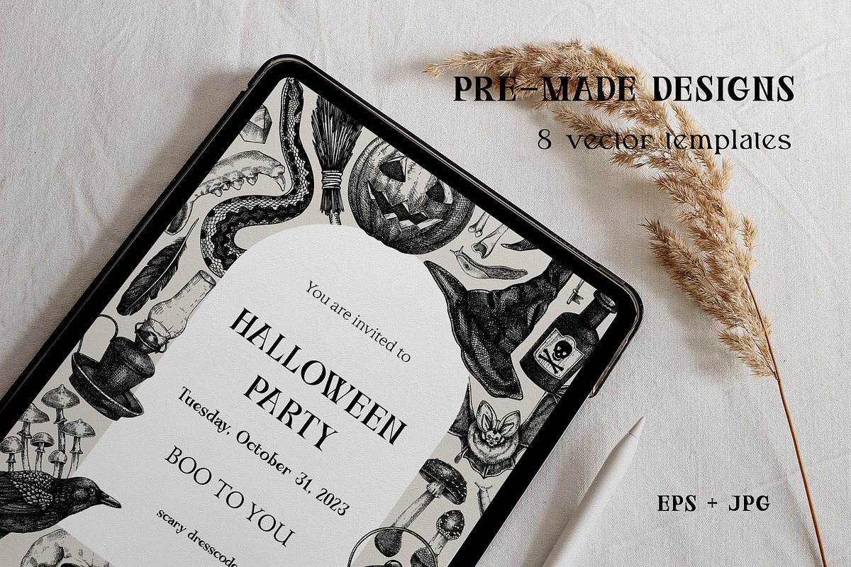 Vector Halloween sketches & designs, a Seasonal Illustration by Yevheniia (Photo 4 of 10)