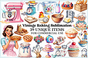 Vintage Baking Sublimation Clipart, an Illustration by Craft Nest (Thumbnail 1 of 6)
