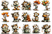 Whimsical Valentine Cat Clipart, an Illustration by OK Design (Thumbnail 3 of 6)