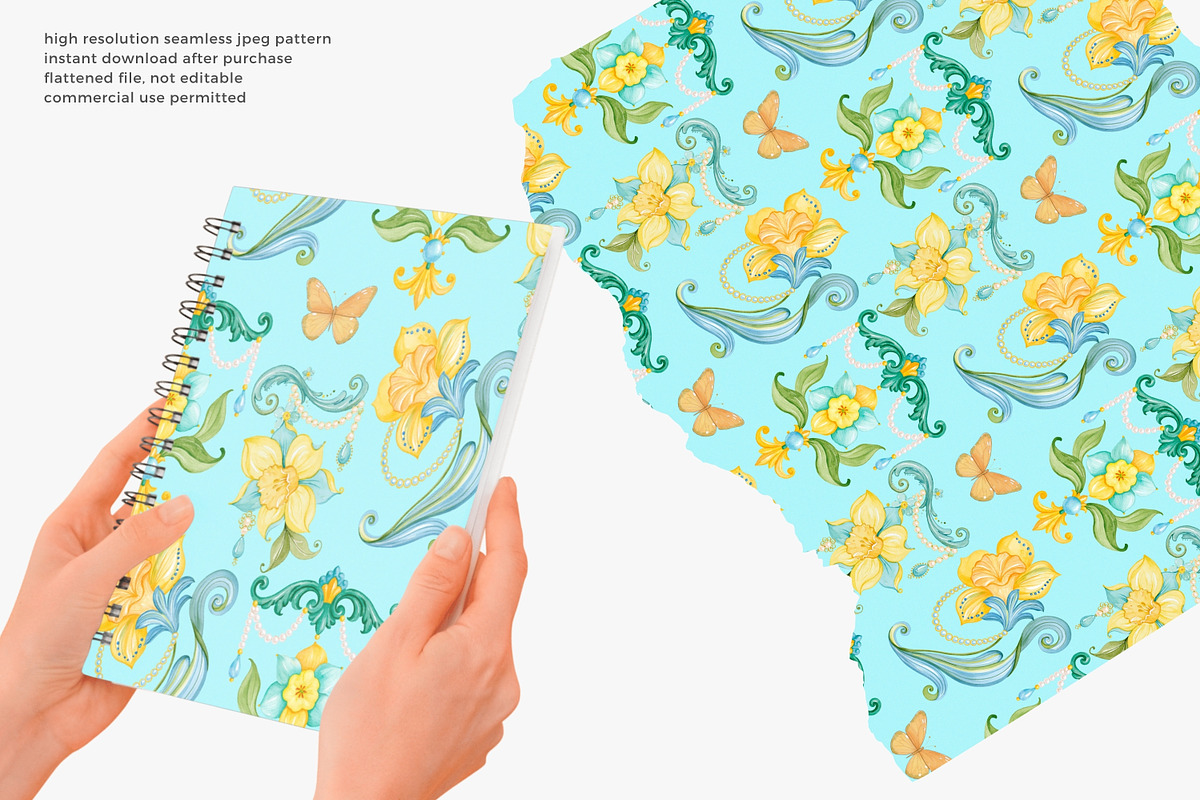 Rococo Floral Seamless Pattern, a Pattern Graphic by Pink Studio Art (Photo 4 of 4)