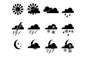Weather vector Icons - sun, moon, an Object Graphic by RODINA