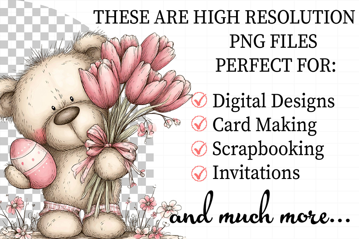 Whimsical Easter Teddy Bear Clipart, an Illustration by Daily.Designs (Photo 2 of 7)