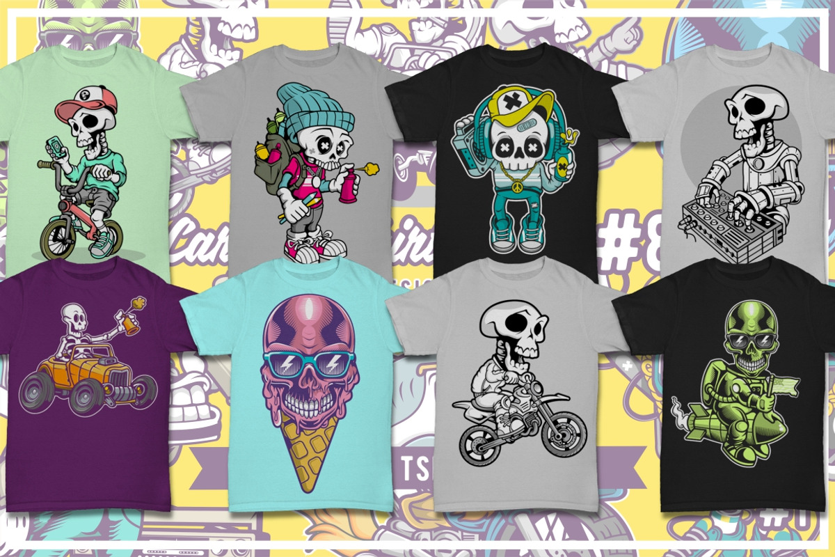 50 Cartoon Tshirt Designs Bundle 8_1, an Illustration by roach_graphic (Photo 5 of 12)