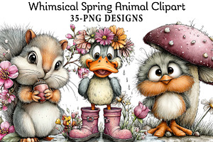 Whimsical Spring Animal Clipart, an Illustration by Daily.Designs