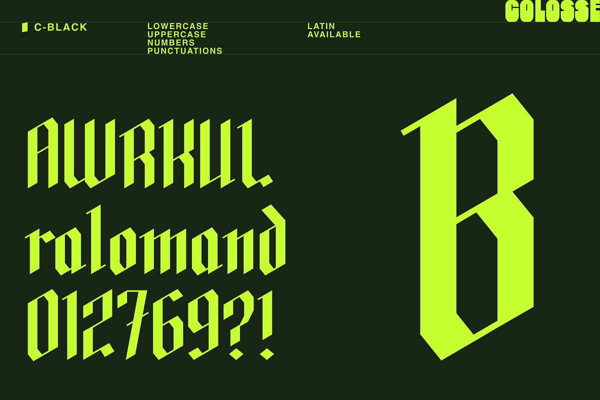 c-black display type, a Blackletter Font by Colosse Foundry (Photo 2 of 8)