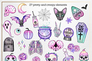 Creepy clipart and pattern bundle, an Illustration by Gaynor Carradice Designs (Thumbnail 2 of 3)