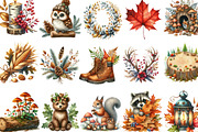 Watercolor Fall Woodland Clipart Bun, an Illustration by Designking (Thumbnail 3 of 4)