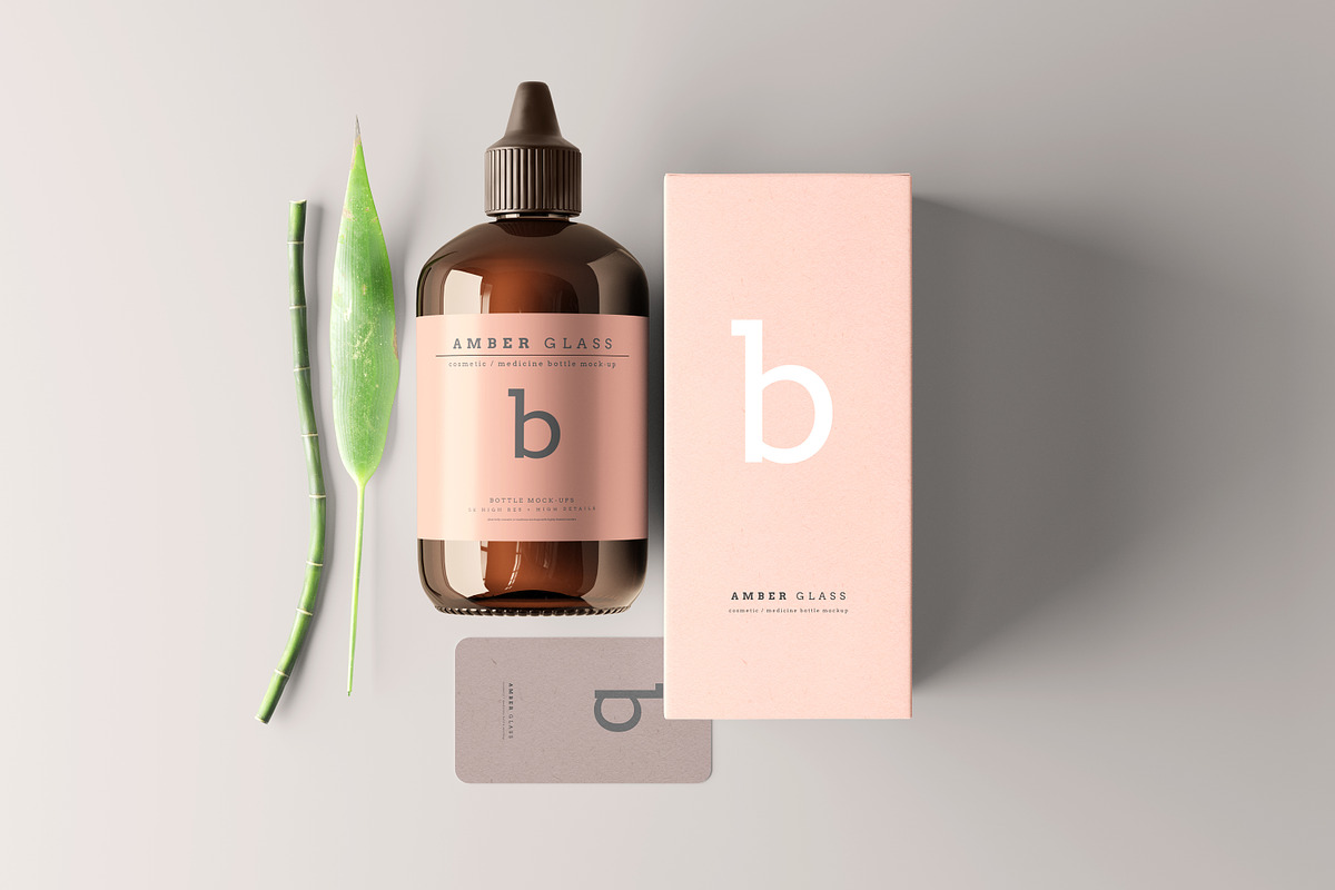 Amber Glass Bottle Mockups, a Cups & Container Mockup by pmvch (Photo 17 of 20)