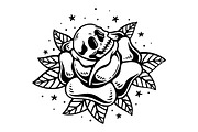 Old School Skull Rose Illustration, an Object Illustration by Decoconio Design (Thumbnail 2 of 3)