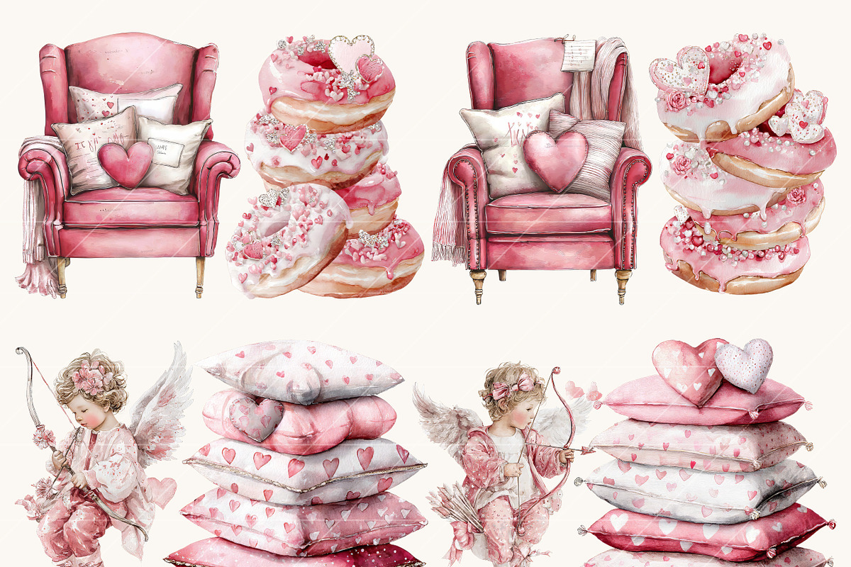Watercolor Pink Valentines Day, a Seasonal Illustration by Design Scotch (Photo 5 of 8)