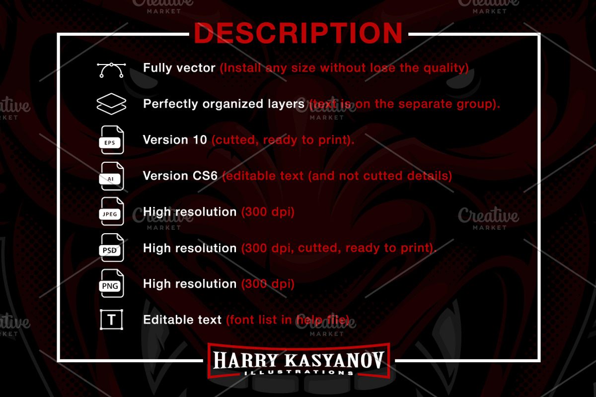 Japanese demon mask, an Illustration by Harry Kasyanov (Photo 4 of 4)