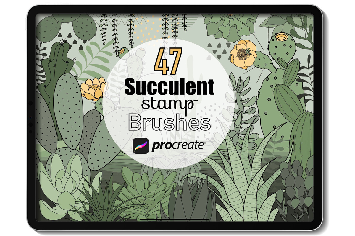 Procreate brush - Succulent stamps, a Brush Add-On by PDknyStudio