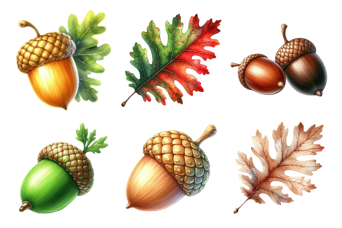 Acorns & Oak Leaves Clipart, an Illustration by Daily.Designs (Photo 5 of 5)