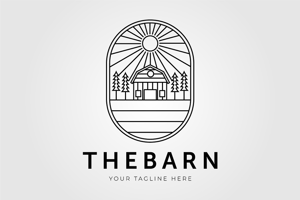 farm barn and cottage outline logo, a Graphic by Rizkaarishandy_shop