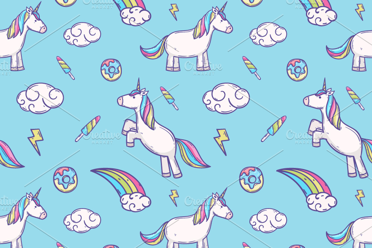 Cute Unicorn seamless pattern, a Pattern Graphic by Twelve.std
