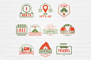 Camping Outdoor Badges Logos