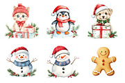 Watercolor Cute Christmas Clipart, a Transportation Illustration by SinaCreation (Thumbnail 3 of 6)