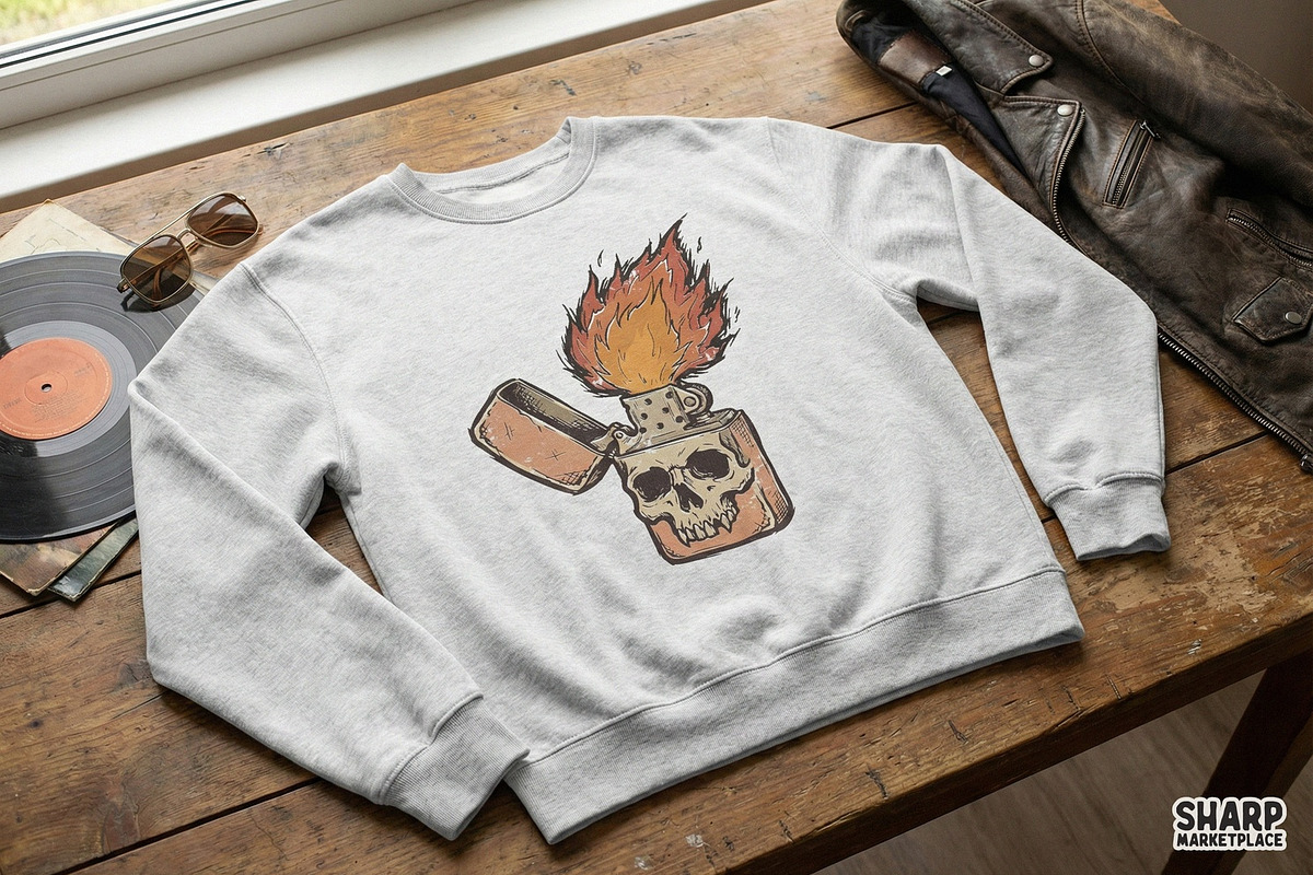 Skull Lighter PNG, Vintage Flame, an Illustration by SharpMarketplace (Photo 3 of 4)