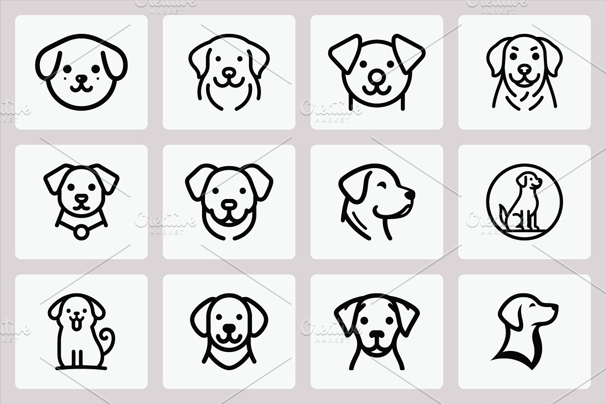 Minimalist Dog Head Icon Set, an Animal Illustration by Vectorium Studio (Photo 2 of 3)